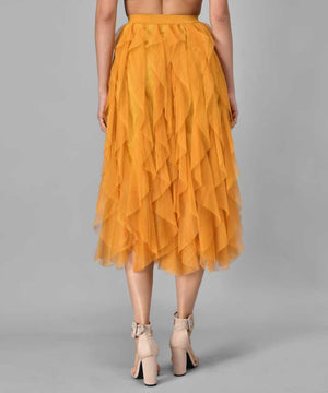 TANDUL  Women Solid A-line Yellow Skirt