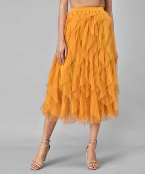 TANDUL  Women Solid A-line Yellow Skirt