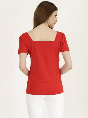 TANDUL  Casual Regular Sleeves Solid Women Red Top