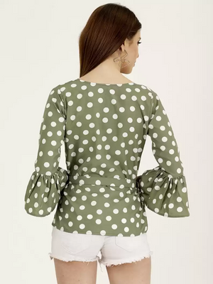 TANDUL  Casual Bell Sleeves Printed Women Green Top