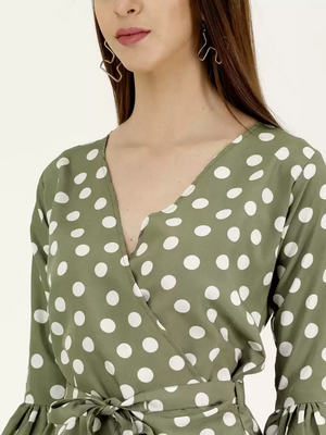 TANDUL  Casual Bell Sleeves Printed Women Green Top
