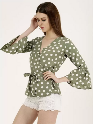 TANDUL  Casual Bell Sleeves Printed Women Green Top