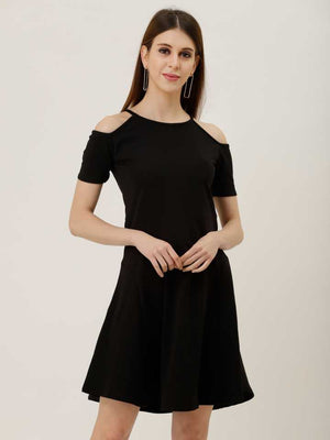 TANDUL  Women A-line Black Dress