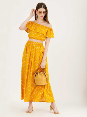 TANDUL  Women Two Piece Dress Yellow Dress