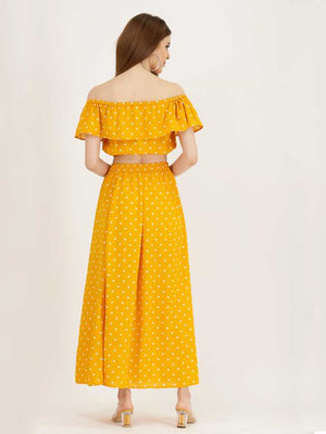 TANDUL  Women Two Piece Dress Yellow Dress