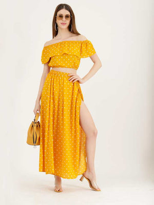TANDUL  Women Two Piece Dress Yellow Dress