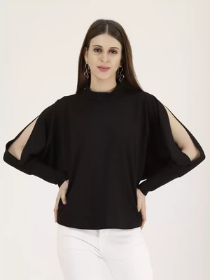 TANDUL  Casual Regular Sleeves Solid Women Black Top