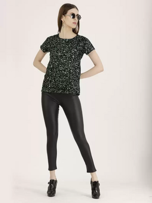 TANDUL  Casual Regular Sleeves Embellished Women Multicolor Top