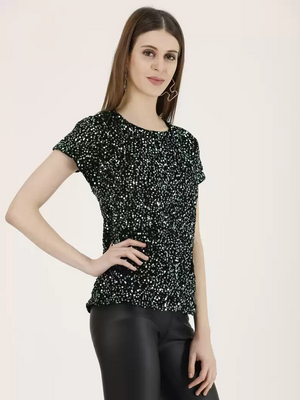 TANDUL  Casual Regular Sleeves Embellished Women Multicolor Top