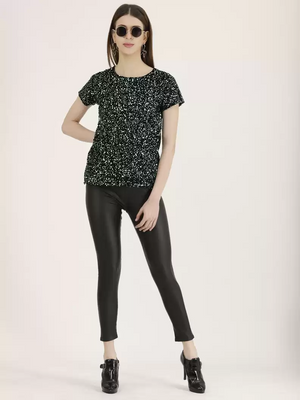 TANDUL  Casual Regular Sleeves Embellished Women Multicolor Top
