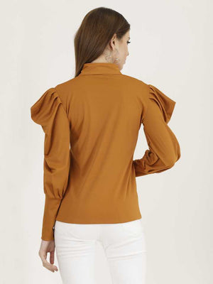 Casual Regular Sleeves Solid Women Yellow Top