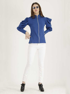 TANDUL  Casual Regular Sleeves Solid Women Blue Top