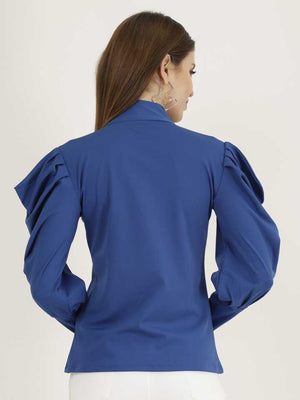TANDUL  Casual Regular Sleeves Solid Women Blue Top