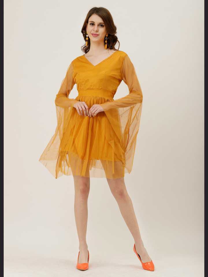 TANDUL  Women A-line Yellow Dress