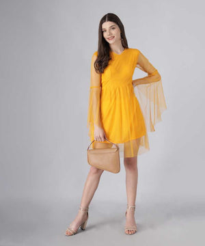 TANDUL  Women Fit and Flare Yellow Dress