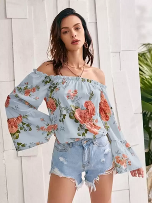 TANDUL  Casual Bell Sleeves Printed Women Multicolor Top