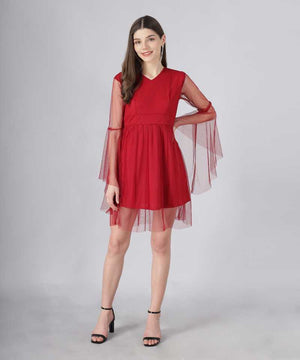 TANDUL  Women Fit and Flare Maroon Dress