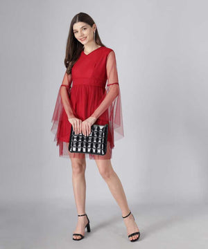 TANDUL  Women Fit and Flare Maroon Dress