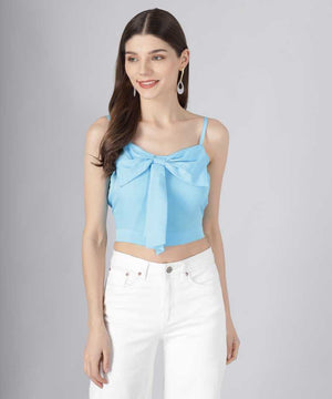 Casual Sleeveless Solid Women Blue Top