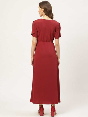 Women A-line Maroon Dress