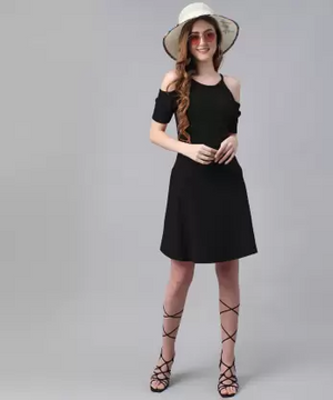 Women A-line Black Dress