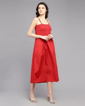 Women Fit and Flare Red Dress