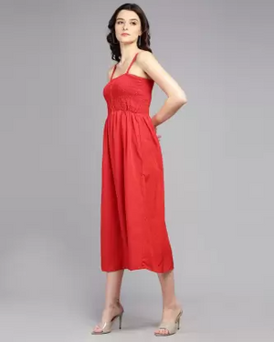 Women Fit and Flare Red Dress