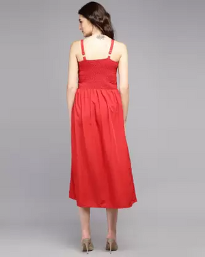 Women Fit and Flare Red Dress
