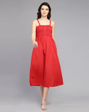 Women Fit and Flare Red Dress