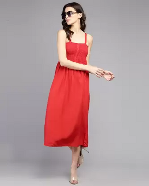 Women Fit and Flare Red Dress