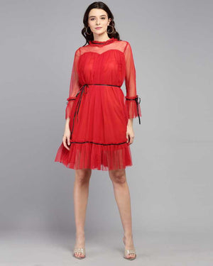 TANDUL  Women Fit and Flare Red Dress