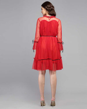 Women Fit and Flare Red Dress