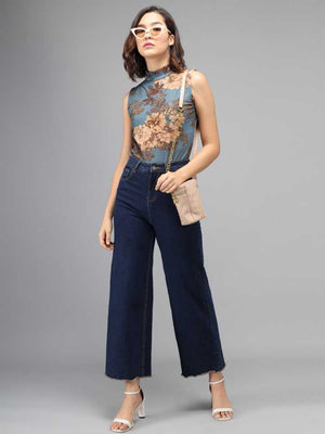 Casual Sleeveless Printed Women Multicolor Top
