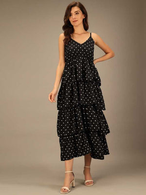 TANDUL  Women A-line Black, White Dress