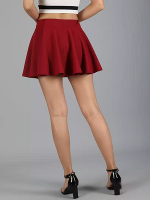TANDUL  Women Solid Flared Maroon Skirt