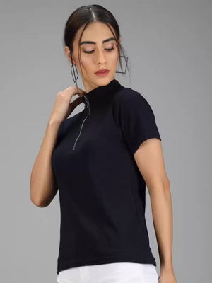 TANDUL  Casual Regular Sleeves Solid Women Dark Blue Top