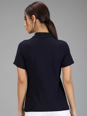TANDUL  Casual Regular Sleeves Solid Women Dark Blue Top