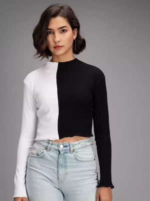 TANDUL  Casual Regular Sleeves Striped Women Black, White Top