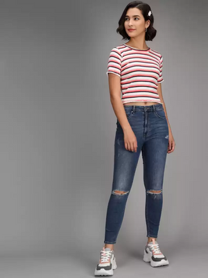 TANDUL  Casual Regular Sleeves Striped Women Multicolor Top