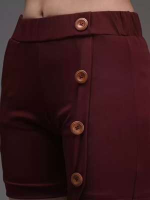 TANDUL  Solid Women Maroon Casual Shorts