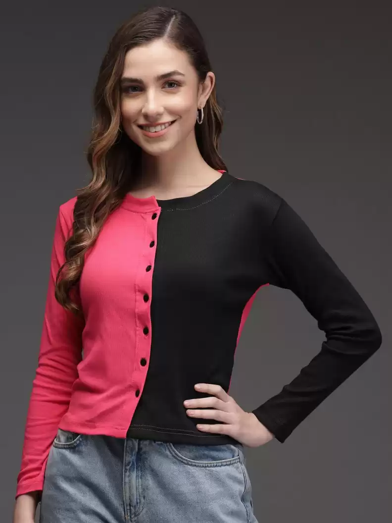 TANDUL  Casual Regular Sleeves Color Block Women Multicolor Top