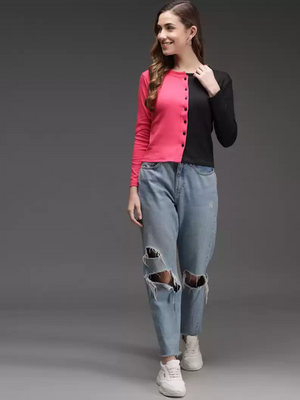 TANDUL  Casual Regular Sleeves Color Block Women Multicolor Top