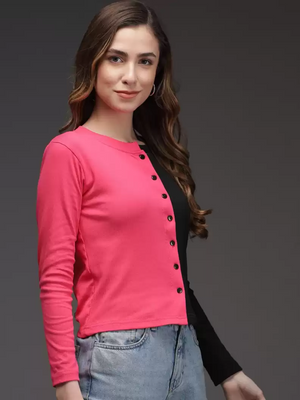 TANDUL  Casual Regular Sleeves Color Block Women Multicolor Top