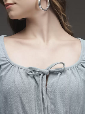 TANDUL  Casual Regular Sleeves Solid Women Blue Top