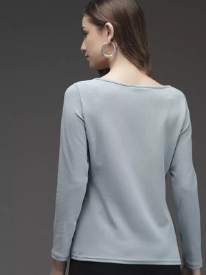 TANDUL  Casual Regular Sleeves Solid Women Blue Top