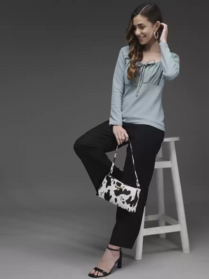 TANDUL  Casual Regular Sleeves Solid Women Blue Top
