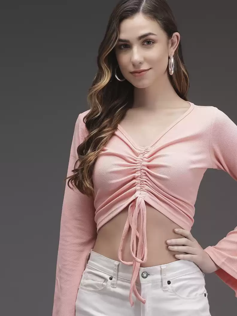 TANDUL  Casual Regular Sleeves Solid Women Pink Top