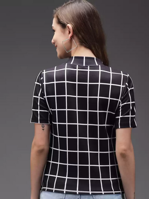 TANDUL  Casual Regular Sleeves Printed Women Black, White Top