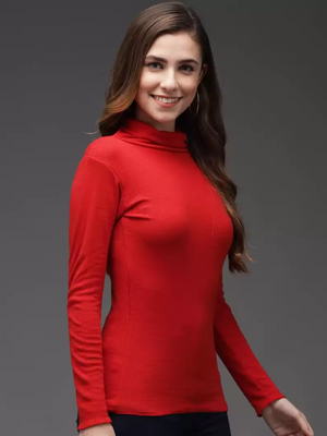 TANDUL  Casual Regular Sleeves Solid Women Red Top