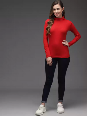 TANDUL  Casual Regular Sleeves Solid Women Red Top